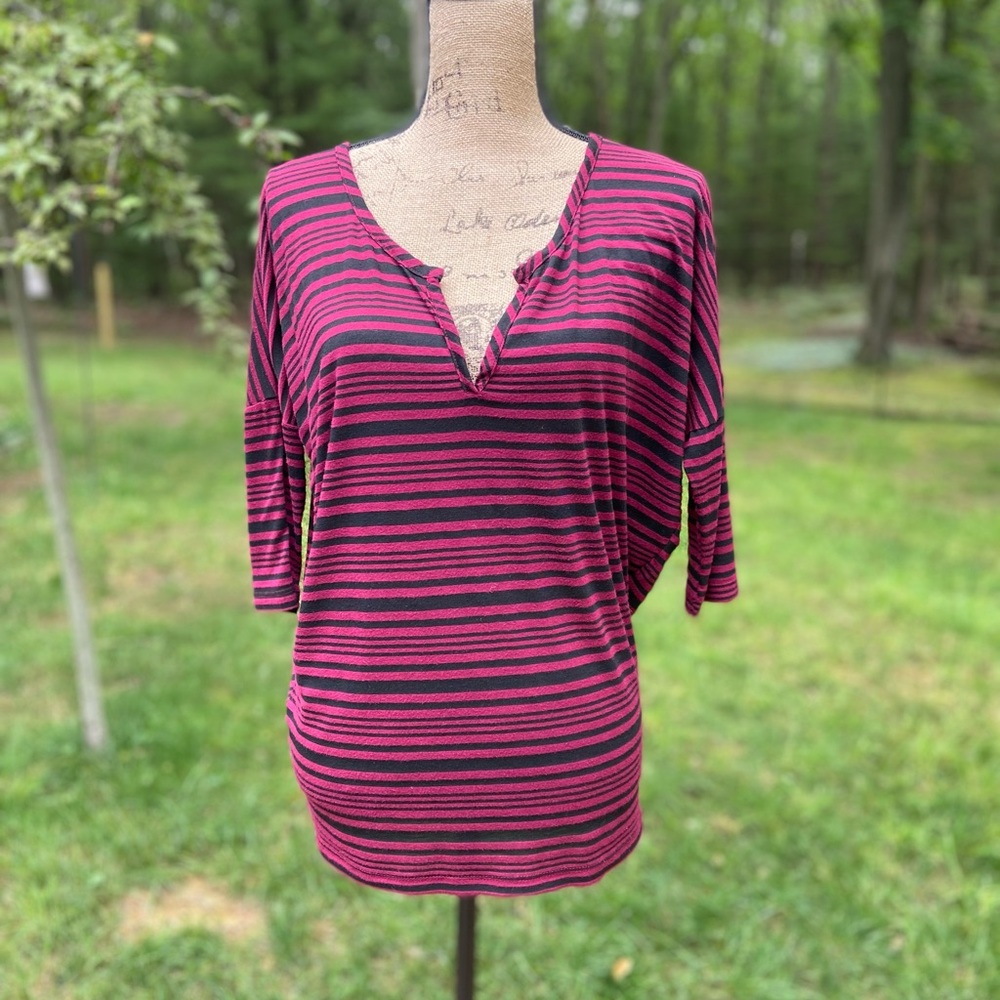 Maurices Burgundy and Black Blouse